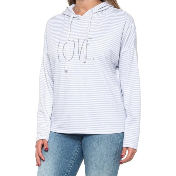 Rae Dunn Love Striped Hoodie Size XS NWT - Picture 1 of 6